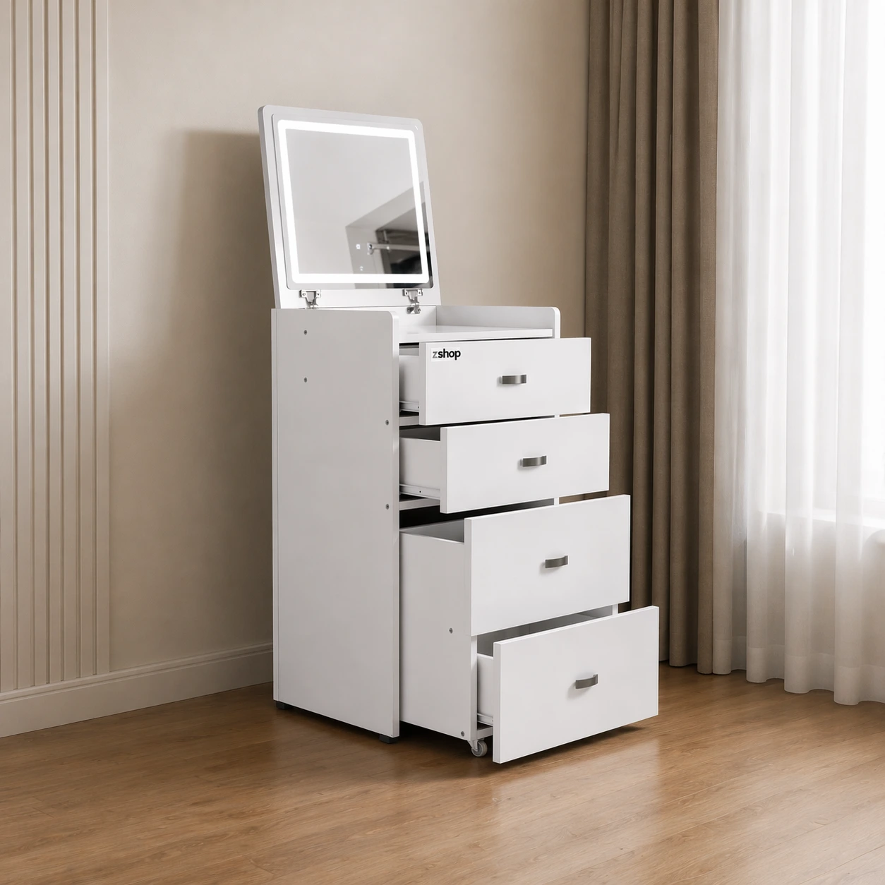 Foldable Vanity Table with Mirror–Space Saving Dressing Table