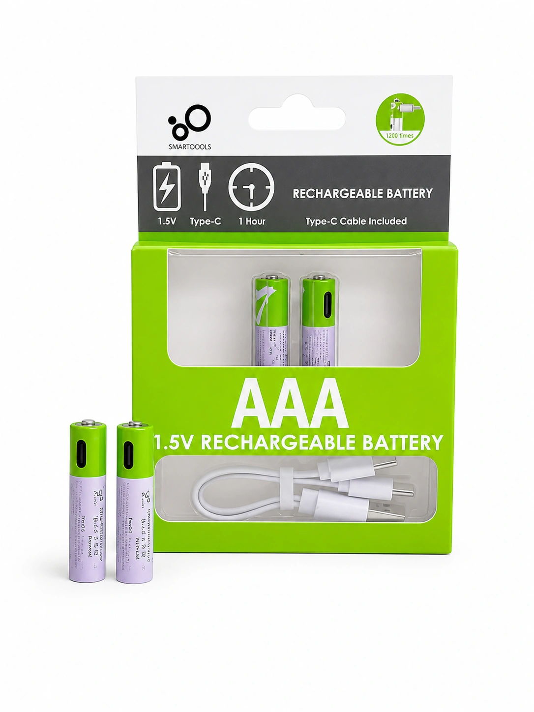 SmarToools RB20 AAA Rechargeable Battery 1.5V 750mWh (2pcs) Type-C